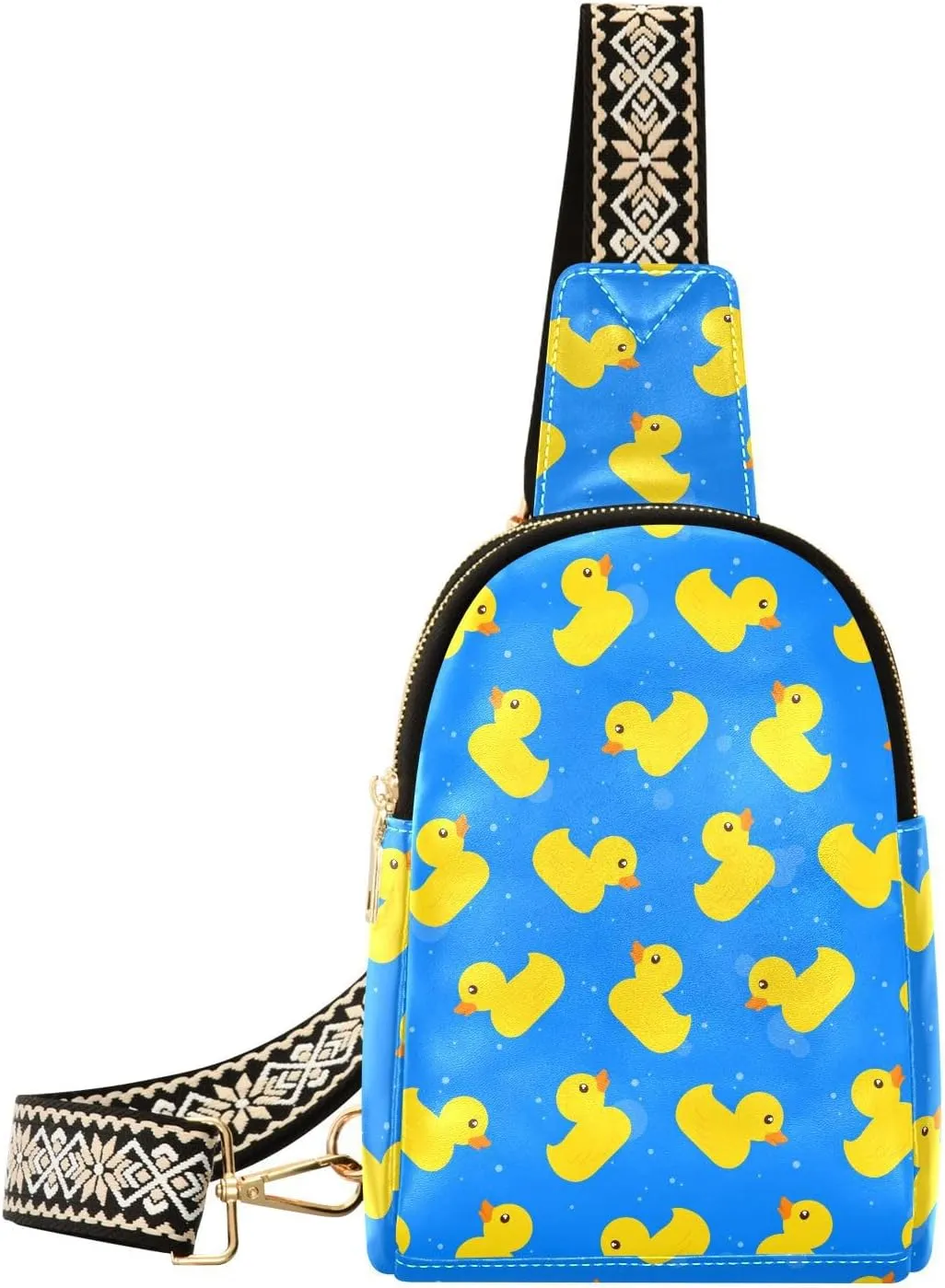 Yellow Rubber Ducks Fanny Pack Crossbody PC Leather Small Sling Bag for Women Yellow Duck Fashion Waist Packs Chest Bag for Travel Sports Running Hiking