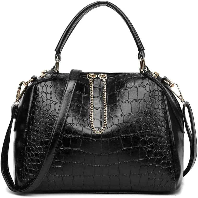 Yohora Women's Handbags Designer Shoulder Bag Leather Crossbody Satchel Crocodile Pattern Top Handle Bag