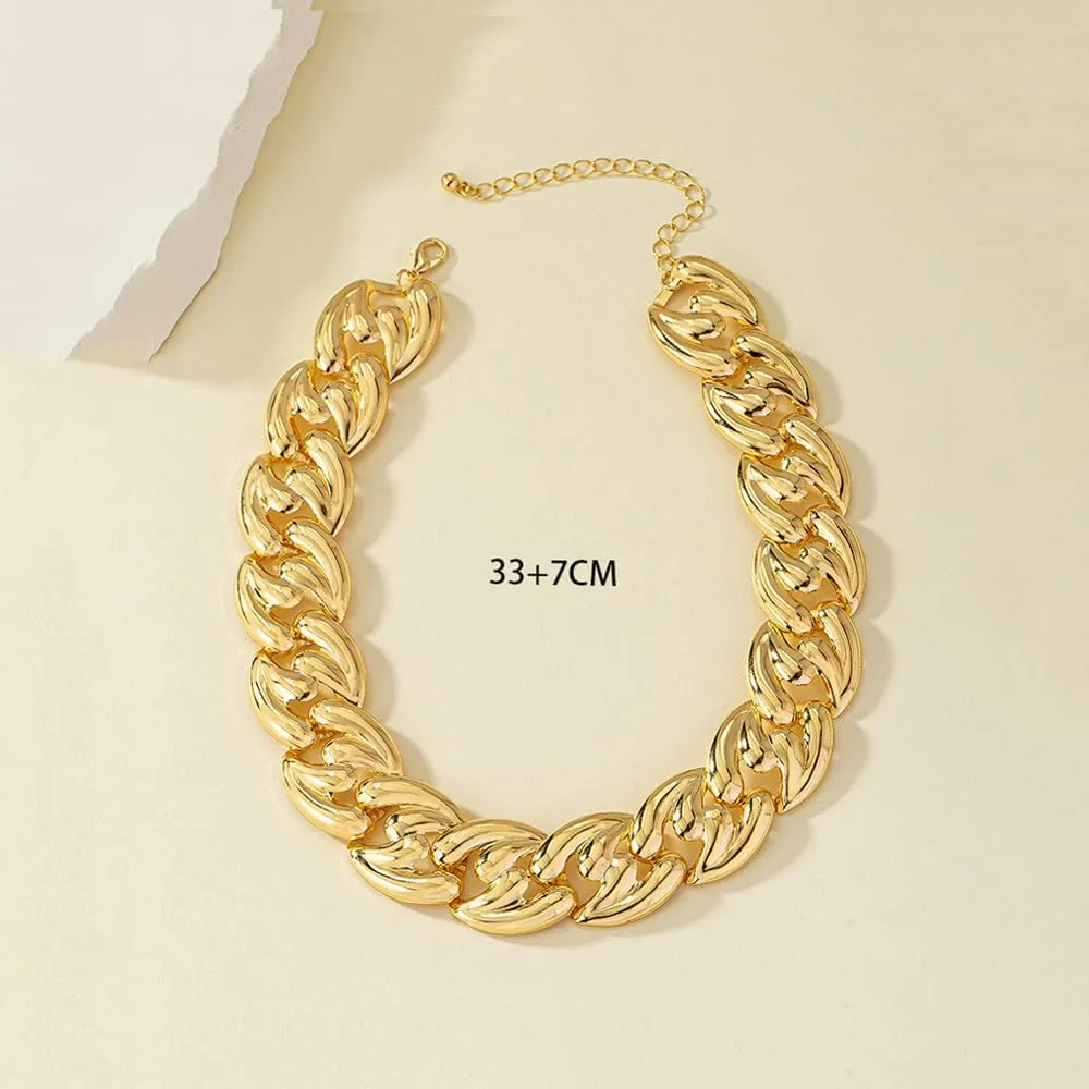 YOOESTORES82 Chunky Gold Cuban Chain Choker Necklaces,Trendy Punk Hip Hop Style Link Chain Necklaces,Dainty Exaggerated Accessories Jewelry Gifts for Women