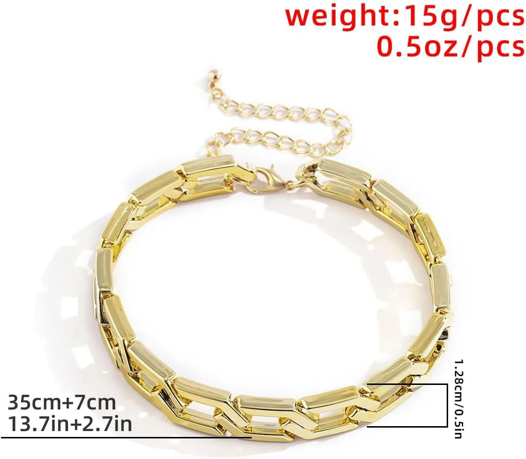 YOOESTORES82 Chunky Gold Cuban Chain Choker Necklaces,Trendy Punk Hip Hop Style Link Chain Necklaces,Dainty Exaggerated Accessories Jewelry Gifts for Women