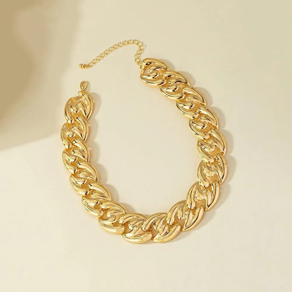 YOOESTORES82 Chunky Gold Cuban Chain Choker Necklaces,Trendy Punk Hip Hop Style Link Chain Necklaces,Dainty Exaggerated Accessories Jewelry Gifts for Women