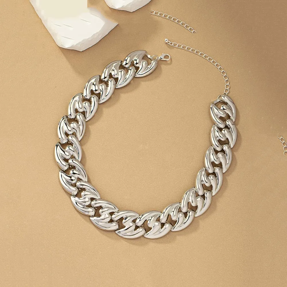 YOOESTORES82 Chunky Gold Cuban Chain Choker Necklaces,Trendy Punk Hip Hop Style Link Chain Necklaces,Dainty Exaggerated Accessories Jewelry Gifts for Women