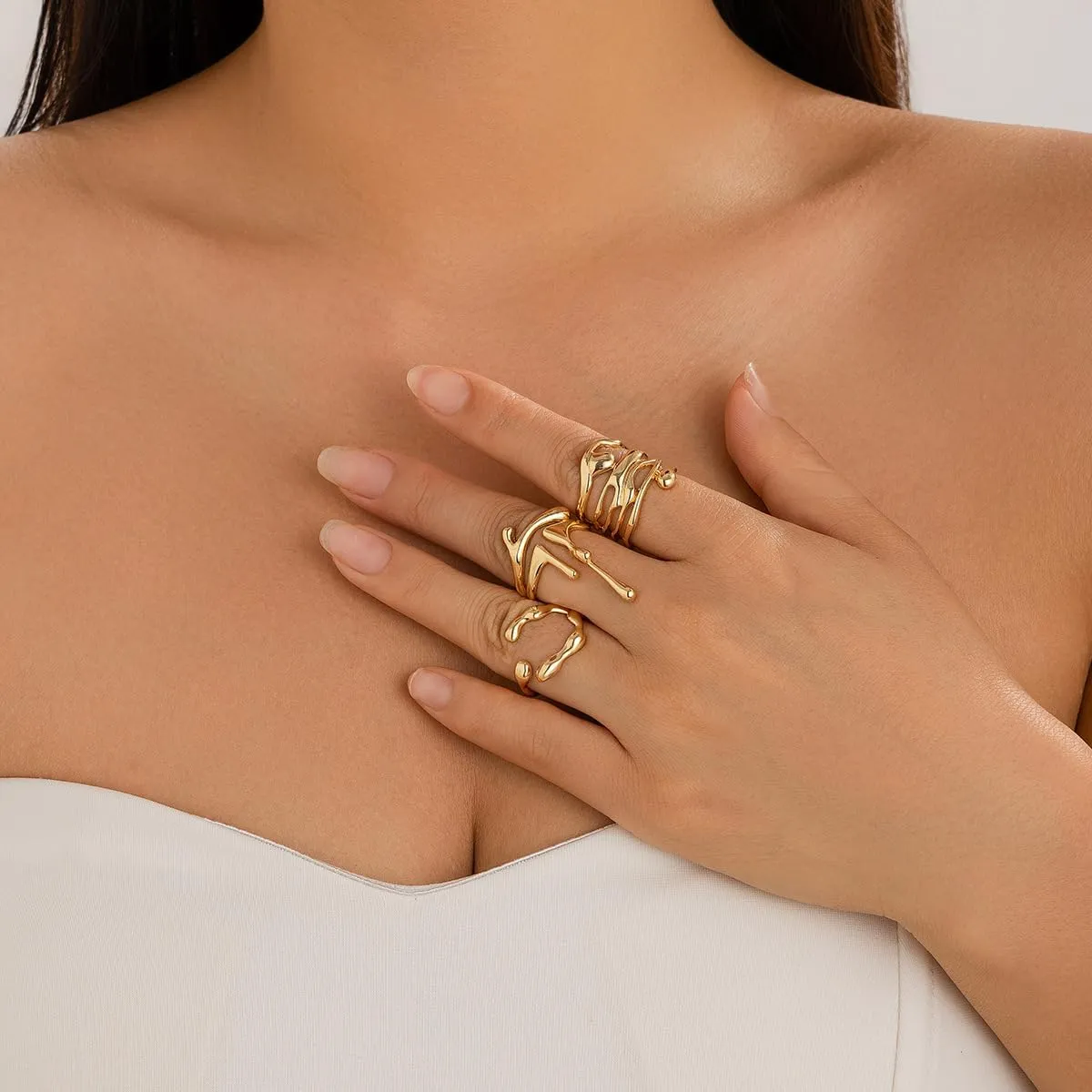 ZMANYIJEW 14K Gold Stackable Knuckle Rings Set for Women,Aesthetic Silver Trendy Dainty Open Midi Rings Set,Midi Finger Rings Pack Jewelry