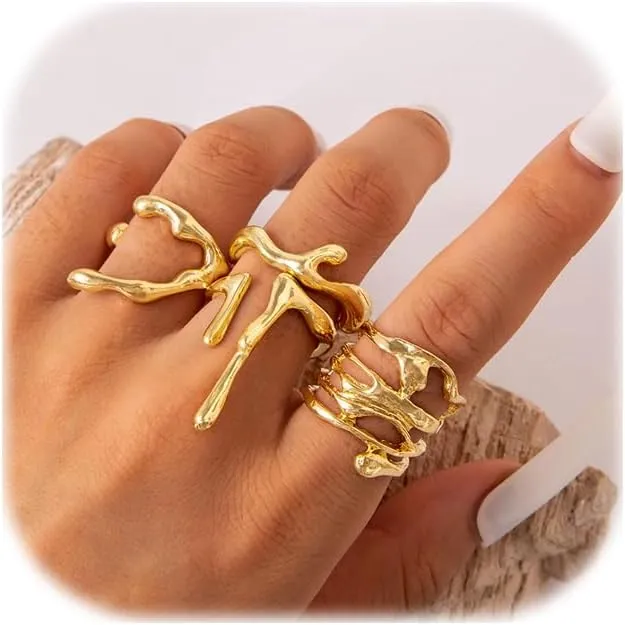 ZMANYIJEW 14K Gold Stackable Knuckle Rings Set for Women,Aesthetic Silver Trendy Dainty Open Midi Rings Set,Midi Finger Rings Pack Jewelry